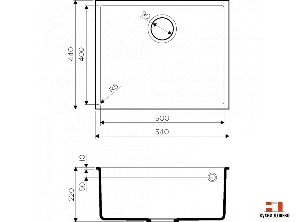 Omoikiri Bosen 54-U-CH Tetogranit/шампань
