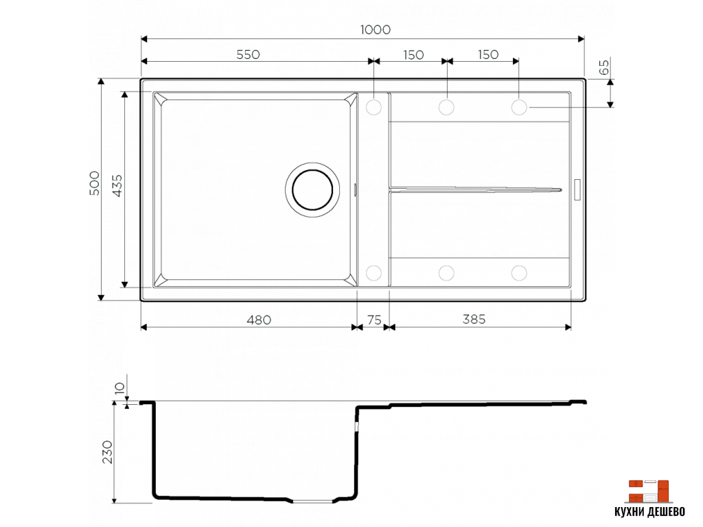 Omoikiri Sumi 100-BE Tetogranit/ваниль