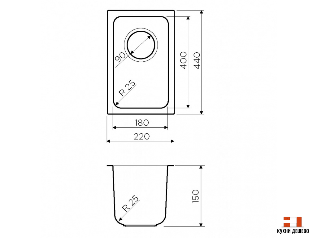 Omoikiri Tadzava 22-U-IN нерж.сталь/нержавеющая сталь *смена артикула (пред. 4993503)