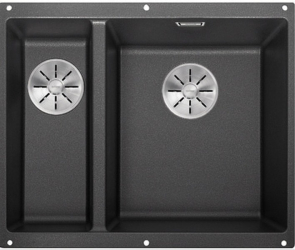 Blanсo SUBLINE 340/160-U SILGRANIT PuraDur антрацит (чаша справа) с отв.арм. InFino