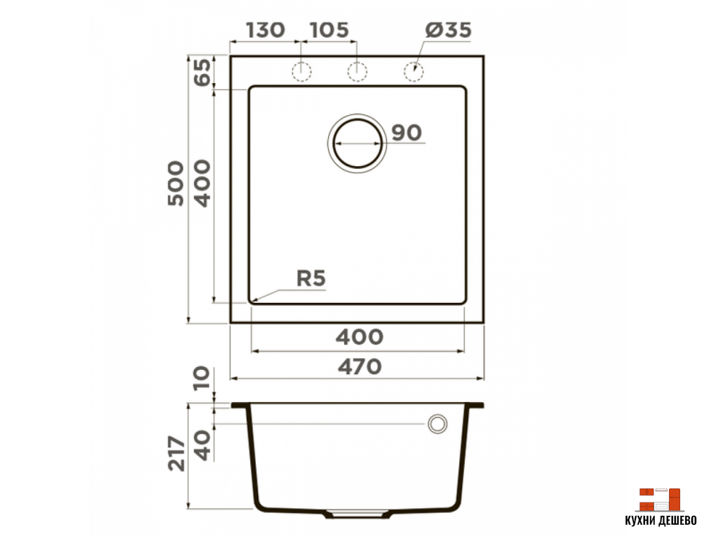 Omoikiri Bosen 47-SA Tetogranit/бежевый