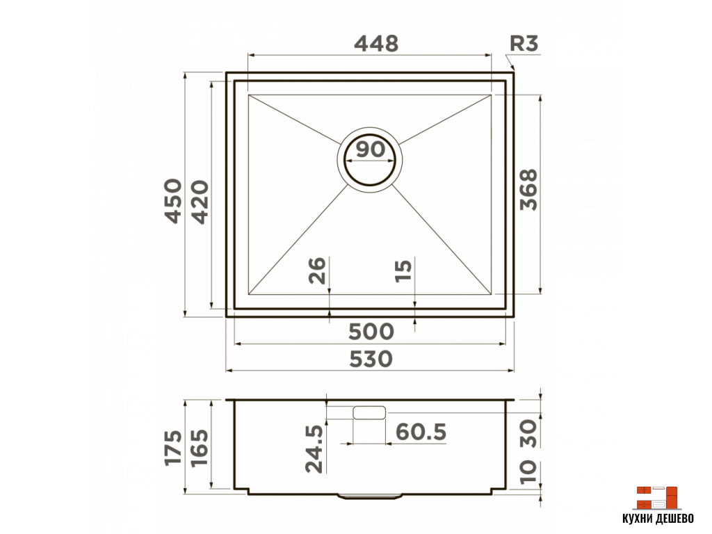 Omoikiri Kasen 53-INT-LG нерж.сталь/светлое золото