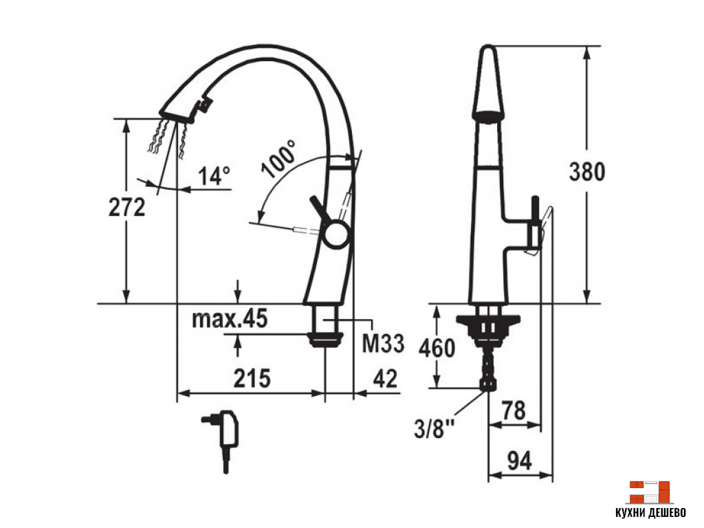 Franke KWC Zoe однорычажный с подсветкой хром