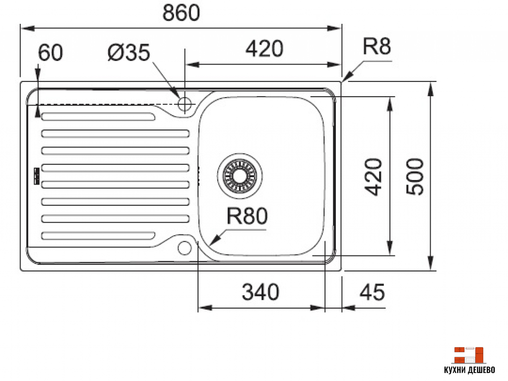 Franke ANTEA AZG 611-86 бежевый