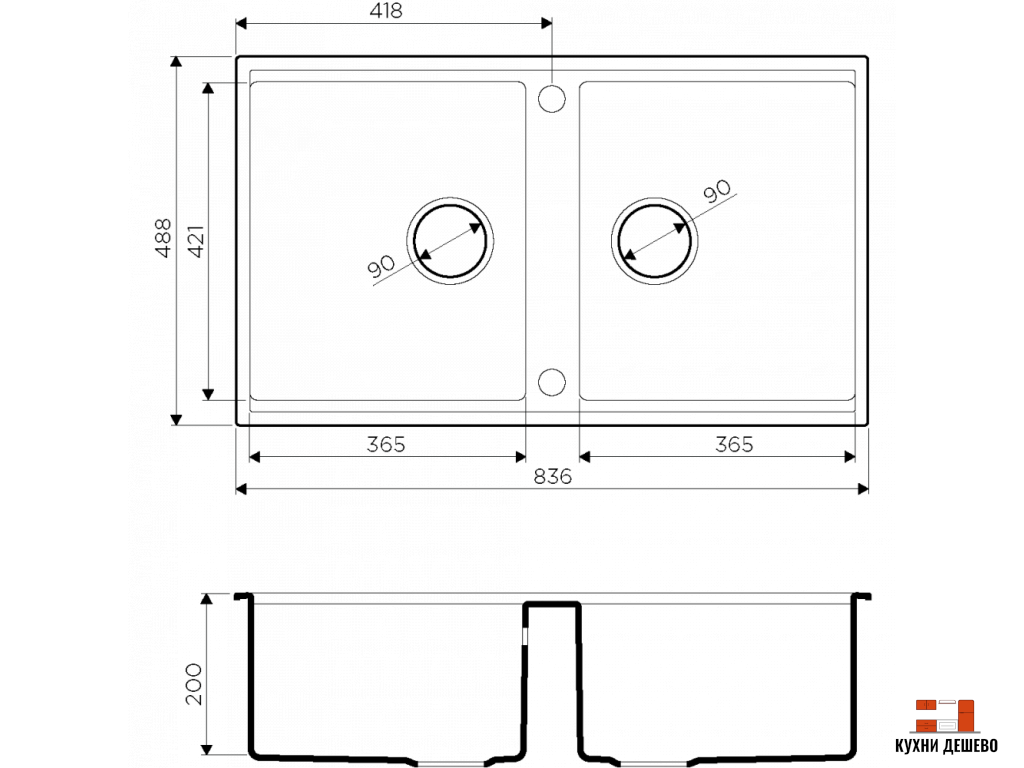 Omoikiri Kitagawa 83-2-U-GB Artceramic/графит